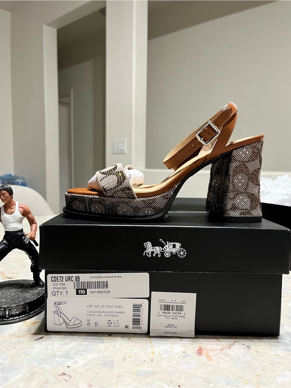 Coach Platform Sandal In Crystal Signature Jacquard NIB - Picture 11 of 13